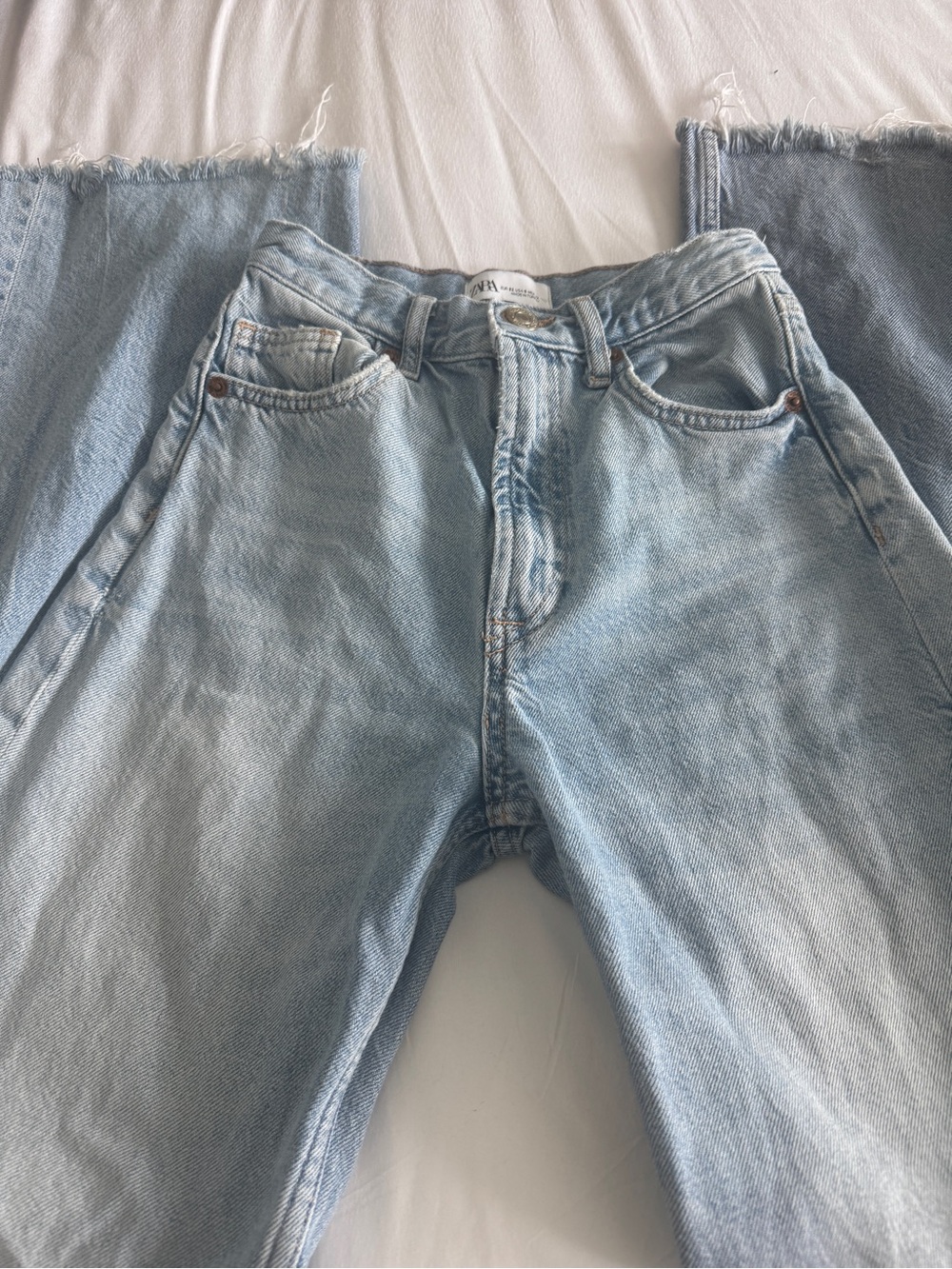 Zara Light Blue Denim Jeans with Branded Silver Button